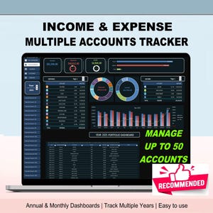 Income and Expense Tracker: Multiple Accounts Excel Spreadsheet