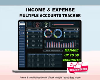 Income and Expense Tracker: Multiple Accounts Excel Spreadsheet