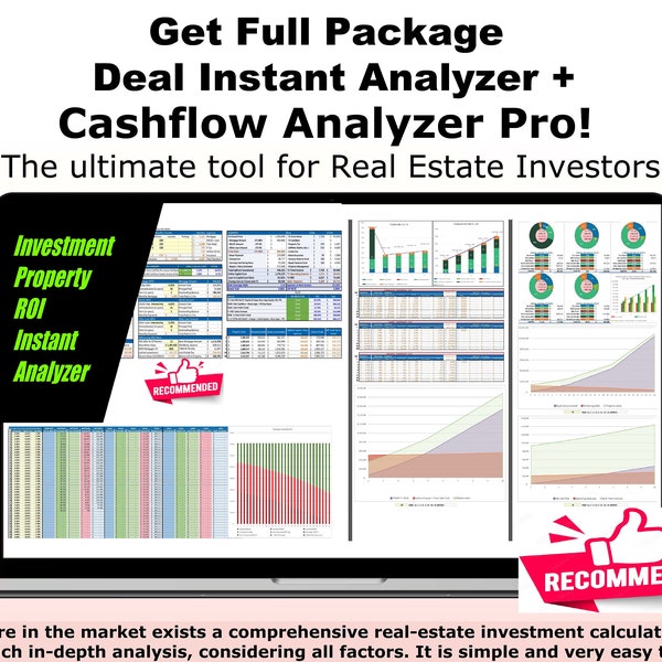 Get Full Package Real Estate Investments Cash flow Analyzer Pro + Deal Instant Analyzer!  Rental Property Real Estate Investment Calculator.