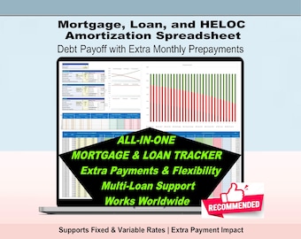 Mortgage Amortization Excel: Loan, HELOC, Debt Payoff Spreadsheet