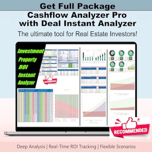 Get Full Package Cashflow Analyzer Pro with Deal Instant Analyzer. Real Estate ROI Calculator, Investment Property Analysis Tool, Rental ROI