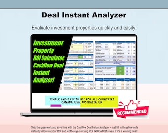 Deal Instant Analyzer Real Estate Investment Analyzer: ROI Cashflow (Excel/Google Sheets)