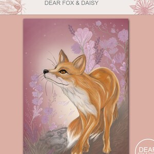 Lieber Fuchs & Gänseblümchen "Der verträumte Fuchs" Burgund | Digitale Illustration A5 | PDF + JPG | Digitaler Download | Drucken | Digitale Illustration | Zeichnung