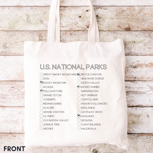 National Parks Tote, National Park Gift, National Park Checklist, Gift for hiker, Yellowstone, Yosemite, Zion, Bucket list Bag