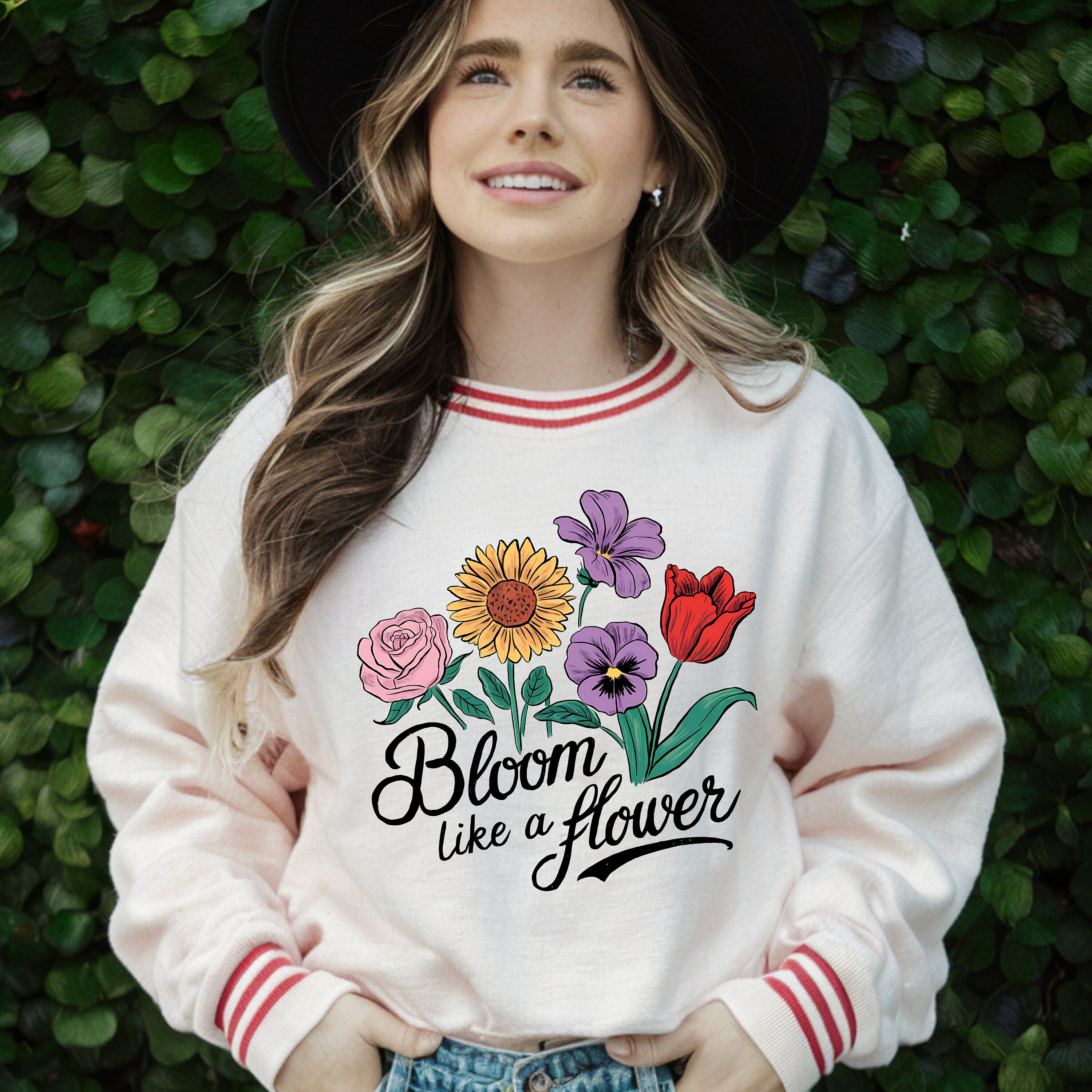 Bloom Like a Flower Quotes Clipart PNG Inspirational Gift, Gift for Mom ...