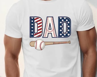Baseball DAD PNG: Patriotic Father's Day T-Shirt Design (Digital Download)