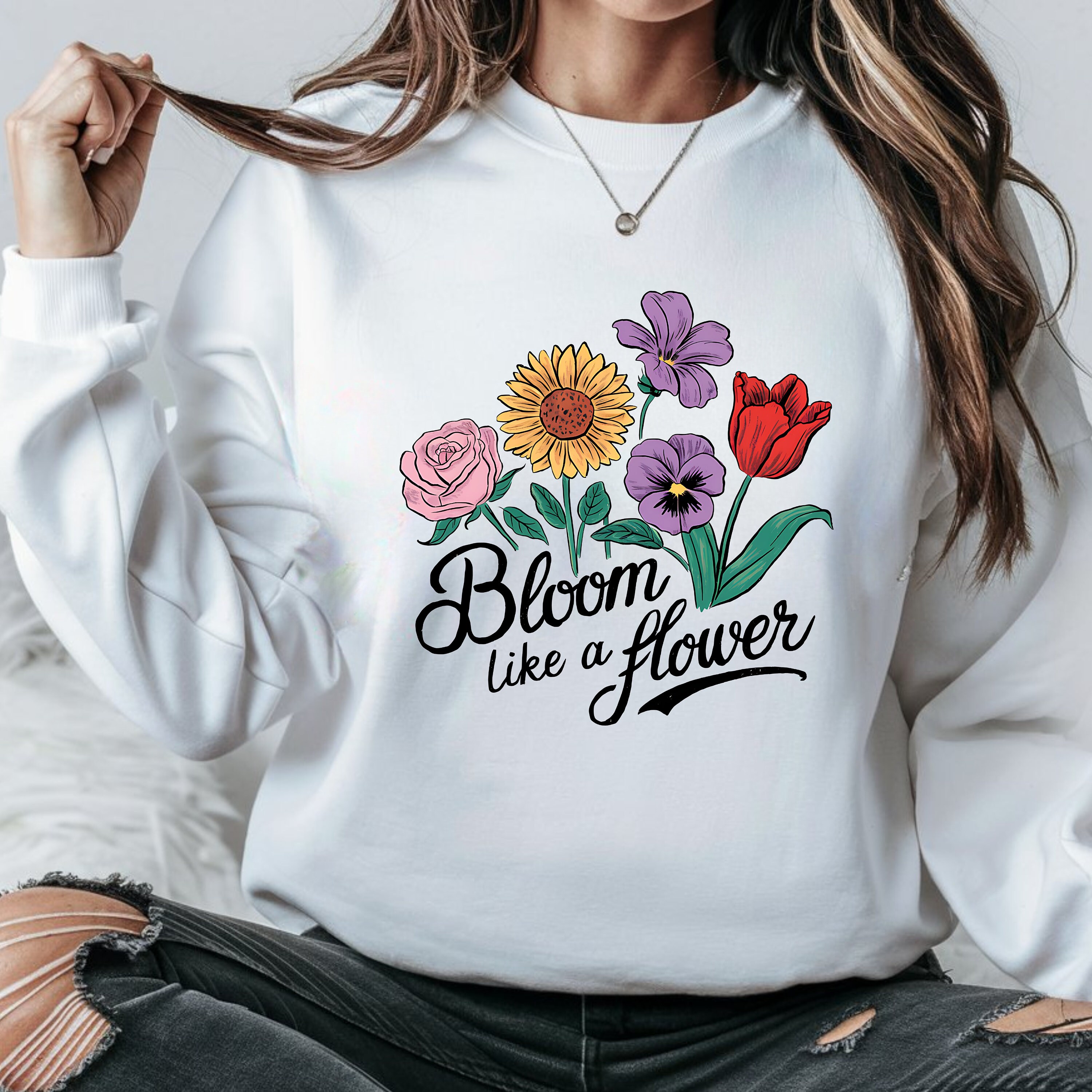 Bloom Like a Flower Quotes Clipart PNG Inspirational Gift, Gift for Mom ...