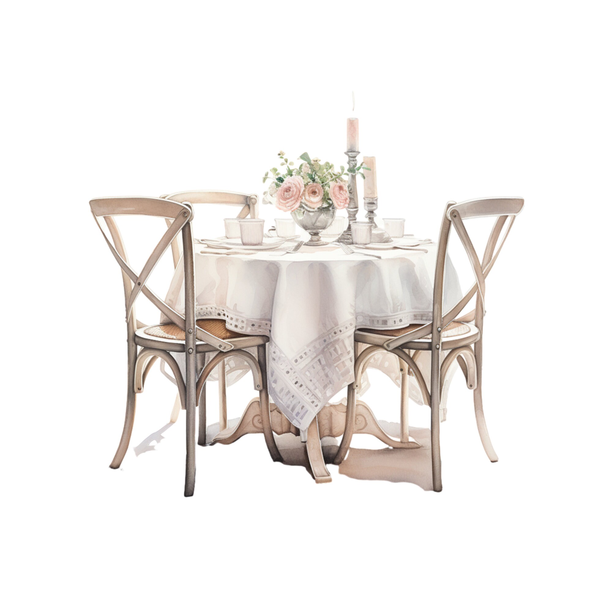 Watercolor Living Room Table Clipart Set 5 High-quality PNG Images