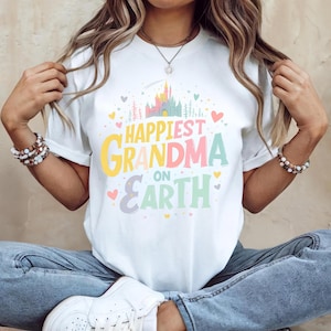 Happiest Grandma on Earth PNG and SVG ,Magical Disney-Inspired Grandma Shirt Design, Cute Fairy Tale Castle Clipart,Sublimation Download