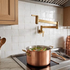 Grifo de cocina de latón sin lacar, grifo para estufa, grifo de pared para cocina.