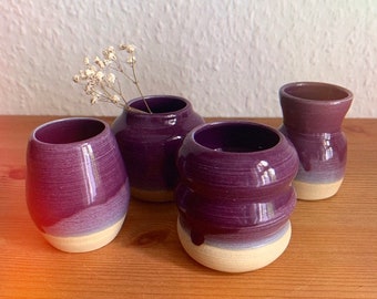 Mini Vase, Keramik, Handmade, Aubergine