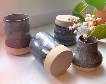 Mini Vase, Keramik, Handmade, Blaugrau
