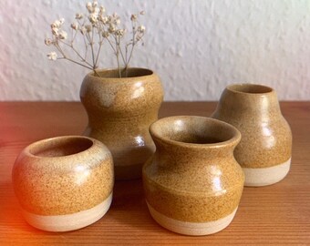 Mini Vase, Keramik, Handmade, Senfgelb