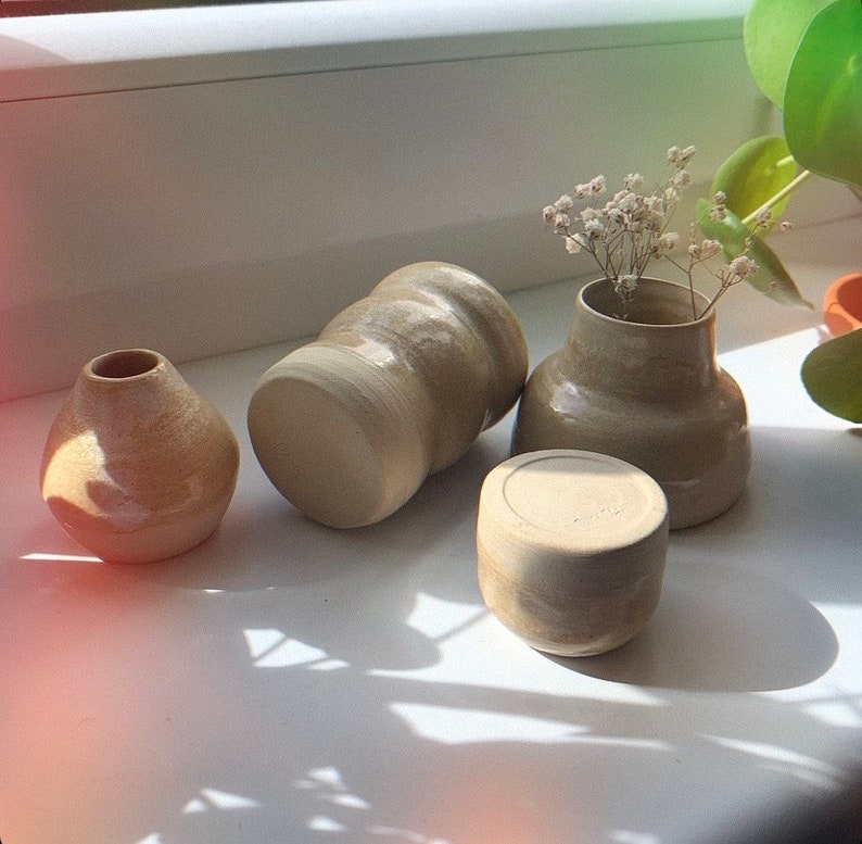 Mini Vase, Keramik, Handmade, Cremefarben Bild 1