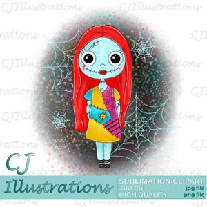 Cute Christmas Sally clipart Sublimation design Digital Download PNG JPG JPEG Commercial Use Printable Print T-Shirt the nightmare before