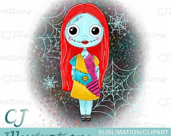 Cute Christmas Sally clipart Sublimation design Digital Download PNG JPG JPEG Commercial Use Printable Print T-Shirt the nightmare before