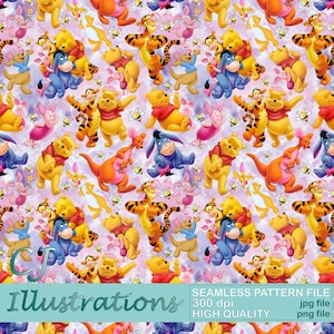 Winnie the pooh Seamless Pattern DIGITAL DOWNLOAD Commercial Use Printable. Digital Paper Background design clipart tigger eeyore piglet