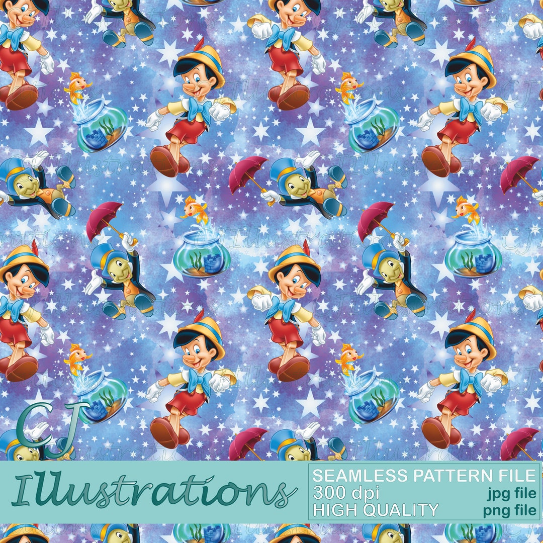 Cute Pinocchio Seamless Pattern DIGITAL DOWNLOAD Commercial Use ...