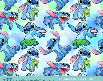 Cute Lilo and Stitch Seamless Pattern DIGITAL DOWNLOAD Commercial Use Printable. Digital Paper Background design clipart angel ohana hawaii