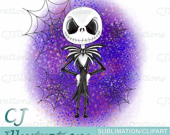 Cute Christmas skull Jack clipart Sublimation design Digital Download PNG JPG JPEG Printable Print T-Shirt the nightmare before skellington