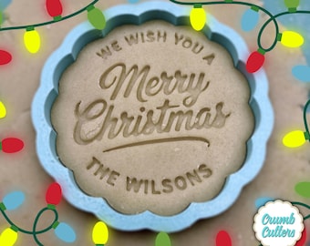 Cortador de galletas y sello de Feliz Navidad personalizado