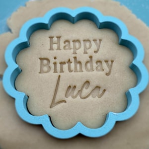 Custom Happy Birthday Name Cookie Cutter & Stamp