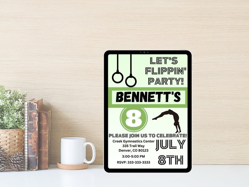 Gymnastics Theme Invitation for Boys Birthday Party Editable - Etsy