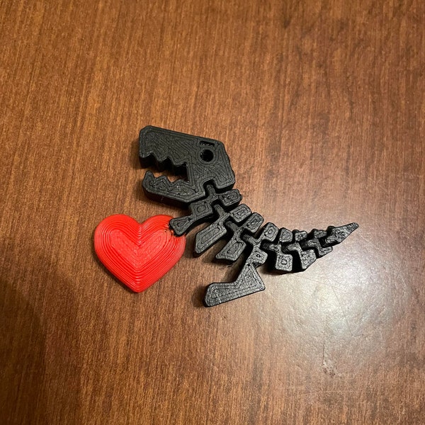 Felxi-Rexi Holding Heart - 3D Printed Dinosaur - T-Rex - Tyrannosaurus Rex