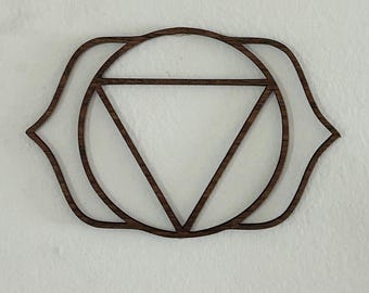 Third Eye Chakra Wall Hanging: Laser Cut Wood Ajna Symbol