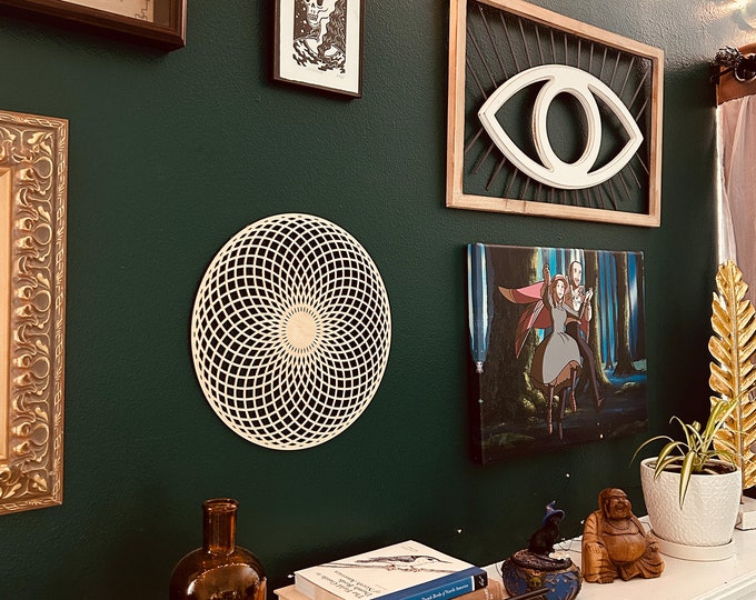 Torus Sacred Geometry Wall Art: Laser Cut Walnut or Birch Decor
