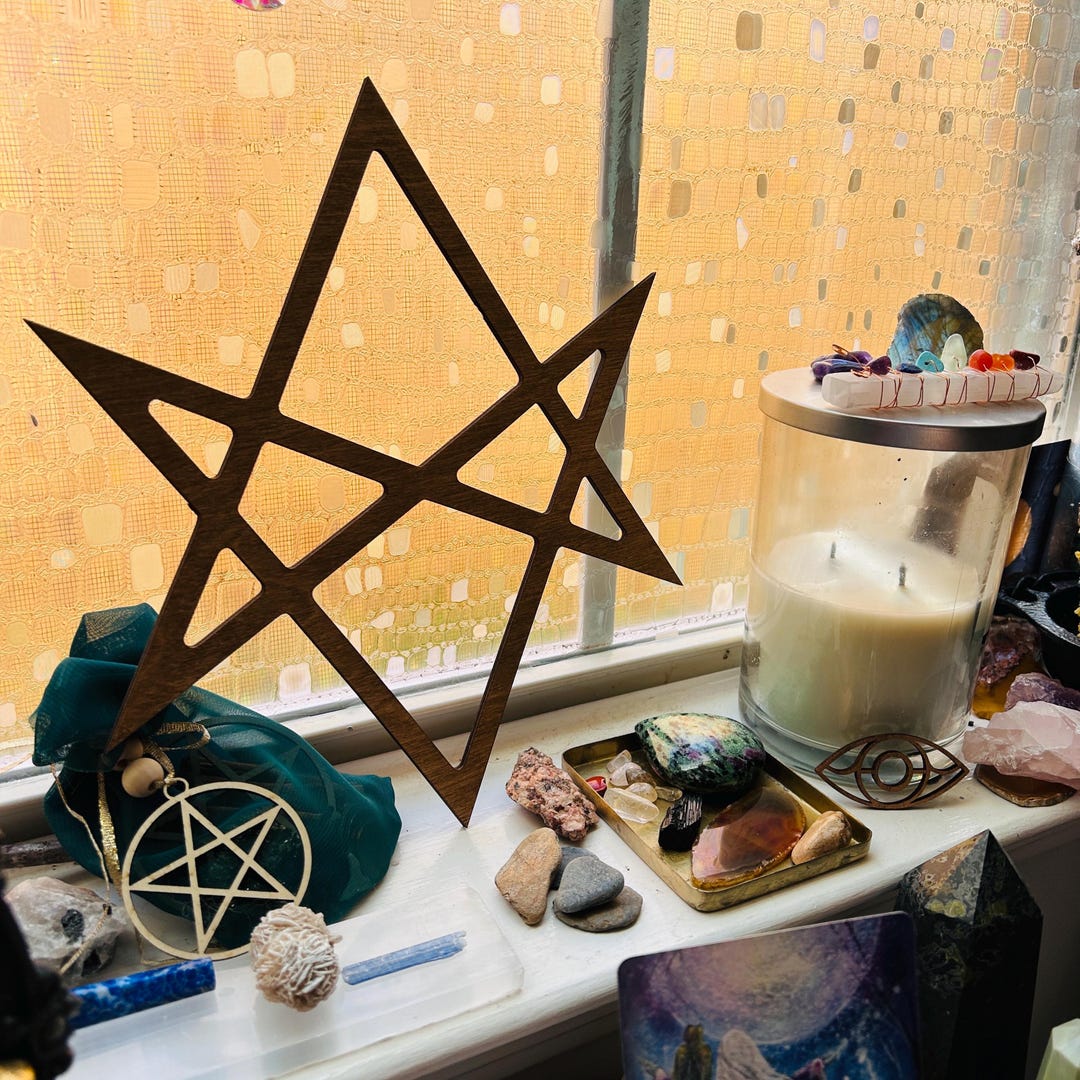 Unicursal Hexagram Wall Hanger – Ritual Magic & Ceremonial Symbol Decor ...
