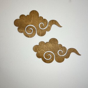 Japanese Cloud Wall Art Set, Asian Scroll Cloud Decor