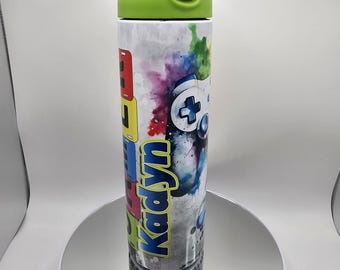 Botella de agua personalizada con tapa abatible, 20 oz, vaso térmico para niños pequeños, vasos para niños con asa