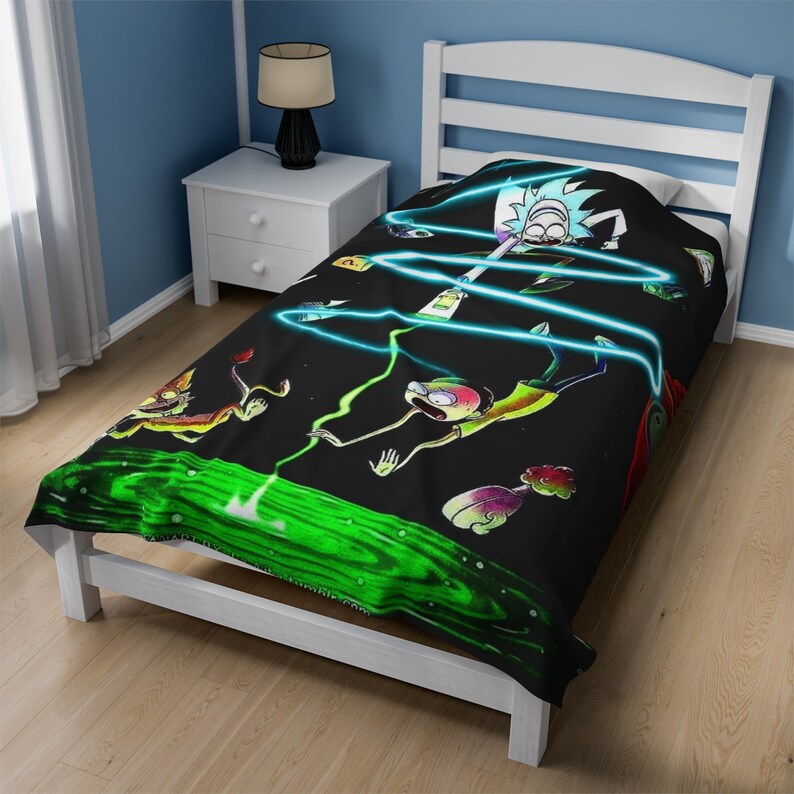Rick and Morty Blanket Cartoon Lover Velveteen Plush Blanket Etsy