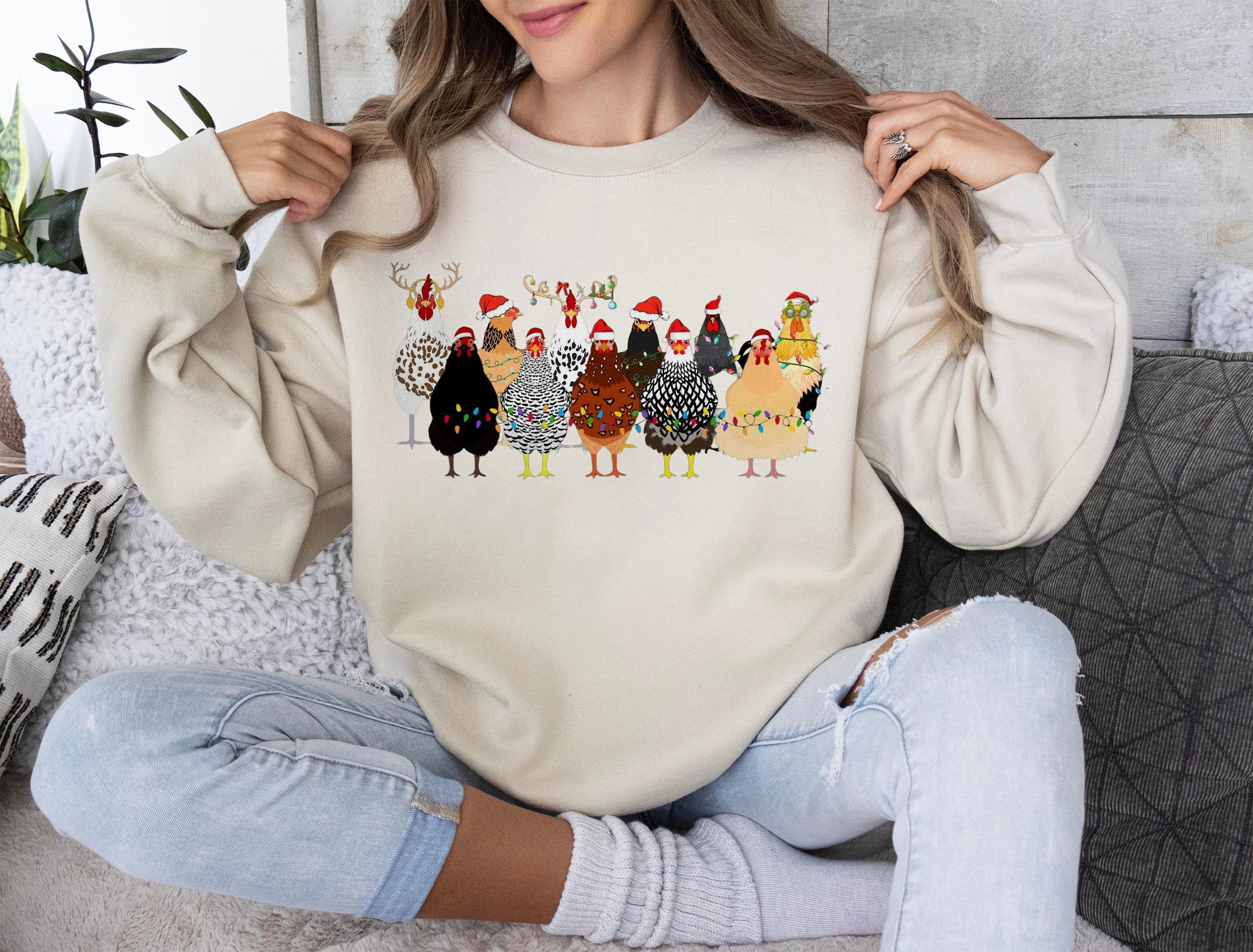 Christmas Chicken Sweatshirt Farm Animal Christmas Shirt - Etsy UK