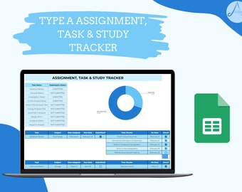 OPDRACHT, TAAK, STUDIE Tracker | Taak chunking | Dynamische kalender | Google Spreadsheets | Blauw