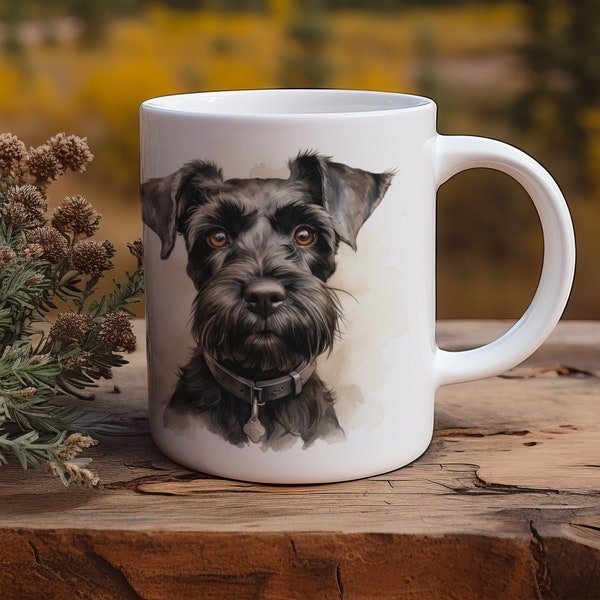 Watercolor Miniature Schnauzer (Black) Coffee Mug | Boho Dog Lover Gift