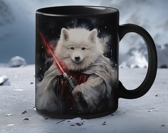 Samoyed Dog Galactic Canine Overlord Water color Ceramic Mug (11 oz) Coffee Cup | Perfect Gift for Sci-Fi Fans