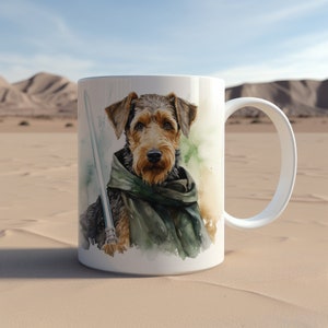 Airedale Terrier Galactic Guardian Dog Mug | Star-inspired Canine Coffee Cup | Perfect Gift for Sci-Fi Fans