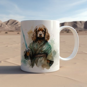 Taza de perro guardián galáctico Cocker Spaniel / Taza de café canino inspirada en estrellas / Regalo perfecto para los fanáticos de la ciencia ficción