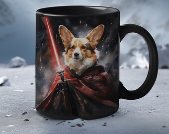 Pembroke Welsh Corgi Galactic Canine Overlord Water color Ceramic Mug (11 oz) Coffee Cup | Perfect Gift for Sci-Fi Fans