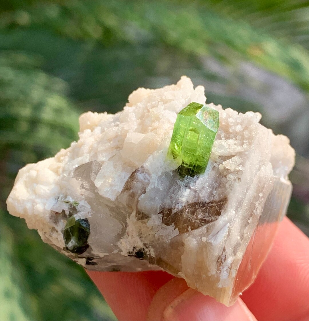 41 Gram Stunning Quality Green Tourmaline Specimen With Nice Albite and ...