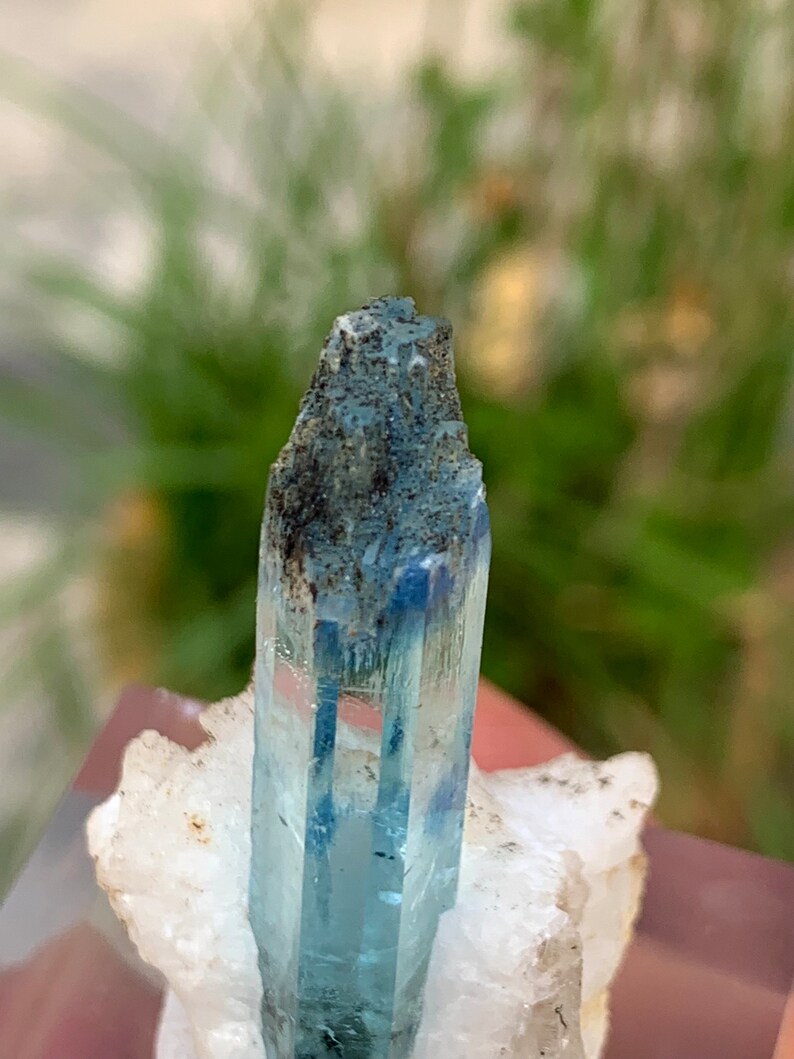 15 Gram Stunning Blue Cap Atchead Head Aquamarine Crystal Specimen With ...