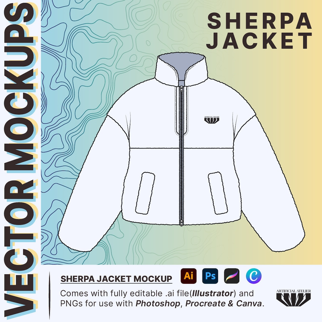 Sherpa Jacket Mockup - Simple Streetwear Tech Pack, Editable With