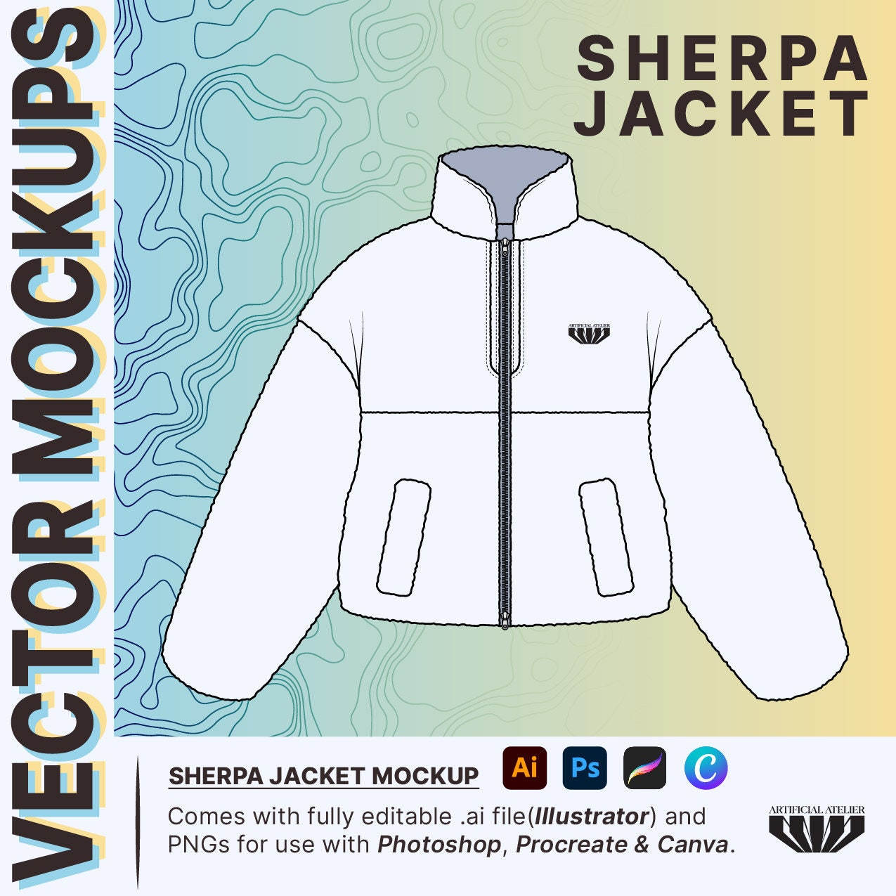 Sherpa Jacket Mockup - Simple Streetwear Tech Pack, Editable With