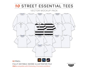 Streetwear T-Shirt Mockup Pack, Clothing Design Templates (Digital Download)
