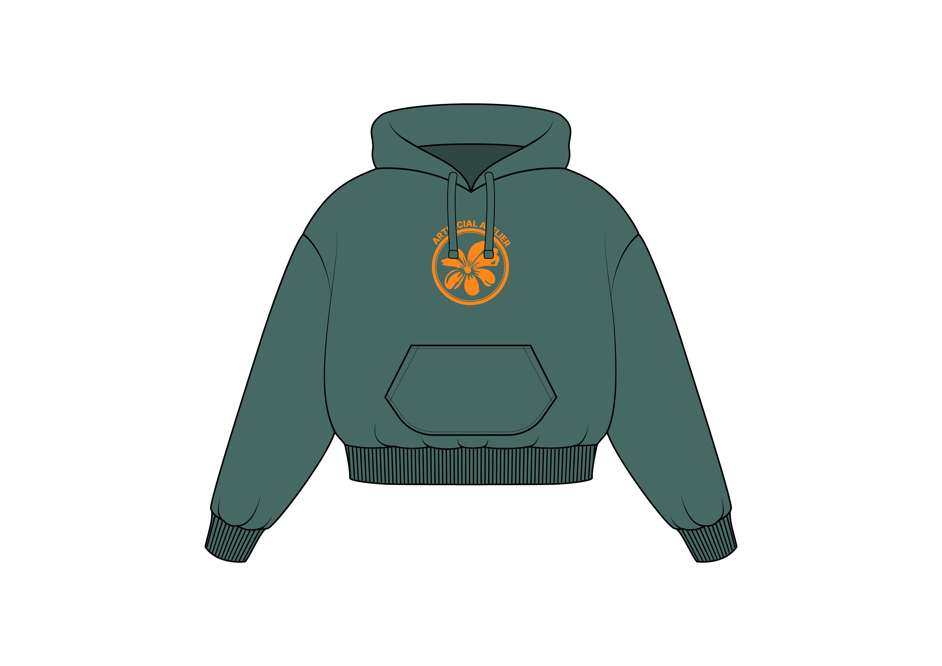 Boxy Hoodie Mockup Vector Template for Designers Technical Flats for Boxy Hoodie Mockup Vector Template for Designers Technical Flats for
