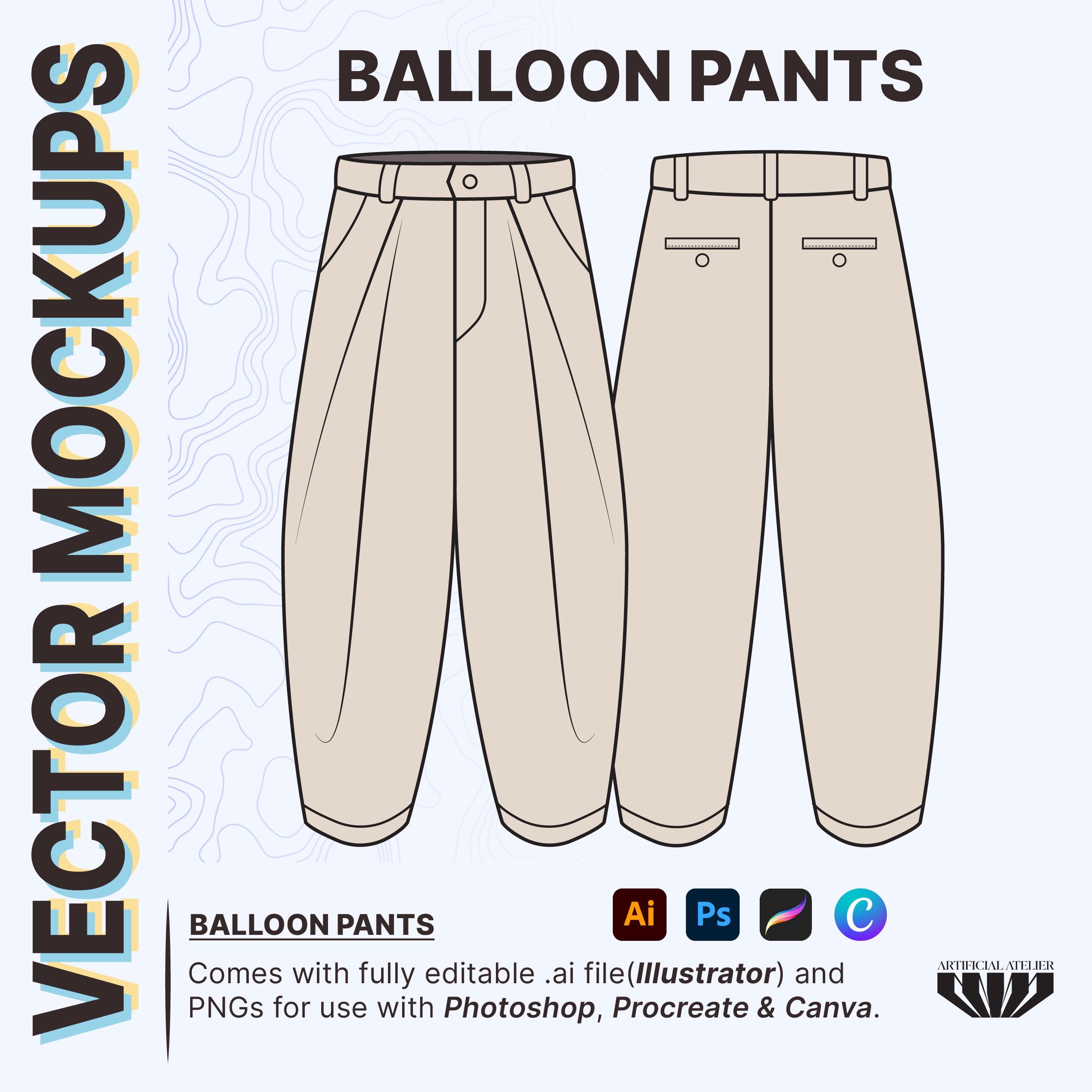 【SATIIIZ】Sto Pintuck Happo Balloon Pants Balloon pants - Etsy Polska