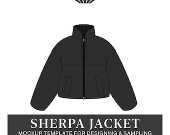 Sherpa Jacket Vector Mockup - Fashion Design Tech Pack (Digital Download)