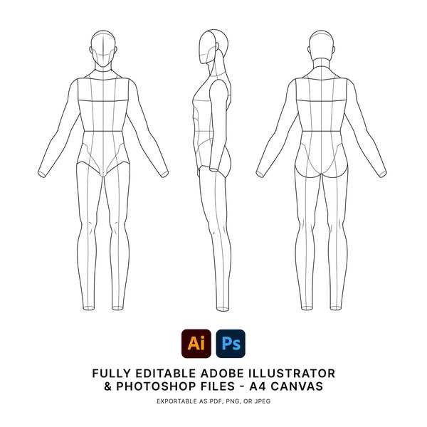 Body Template for Fashion Drawing Etsy UK